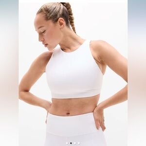 Athleta Flex Spacer White and Blue Medium Impact Sports Bra Large D-DD